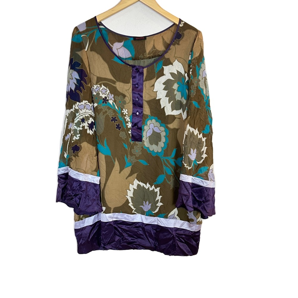 Escade Baby Doll Tunic Mini‎ Dress Bell Sleeves Women’s Sz Large